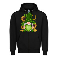 Black st patricks day shamrock sunflowers gnomes Zipper Hoodie - RanaPortraitStore