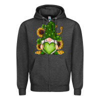 Charcoal Heather st patricks day shamrock sunflowers gnomes Zipper Hoodie - RanaPortraitStore