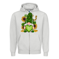Dove Grey st patricks day shamrock sunflowers gnomes Zipper Hoodie - RanaPortraitStore