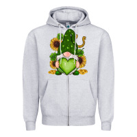 Heather Grey st patricks day shamrock sunflowers gnomes Zipper Hoodie - RanaPortraitStore