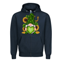 Navy st patricks day shamrock sunflowers gnomes Zipper Hoodie - RanaPortraitStore
