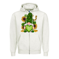 Oatmeal Heather st patricks day shamrock sunflowers gnomes Zipper Hoodie - RanaPortraitStore