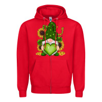 Red st patricks day shamrock sunflowers gnomes Zipper Hoodie - RanaPortraitStore