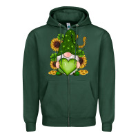 Sports Green st patricks day shamrock sunflowers gnomes Zipper Hoodie - RanaPortraitStore