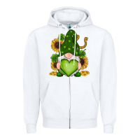 White st patricks day shamrock sunflowers gnomes Zipper Hoodie - RanaPortraitStore