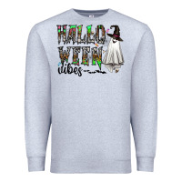 Heather Grey halloween vibes Premium Sweatshirt - CowhideDigitalArt