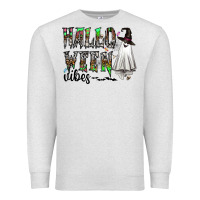 Oatmeal Heather halloween vibes Premium Sweatshirt - CowhideDigitalArt