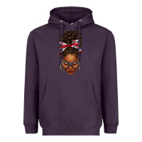 Plum union jack flag afro messy bun Heavyweight Hoodie - texasbilliewilder