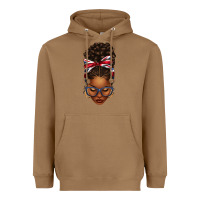 Toasted Coconut union jack flag afro messy bun Heavyweight Hoodie - texasbilliewilder