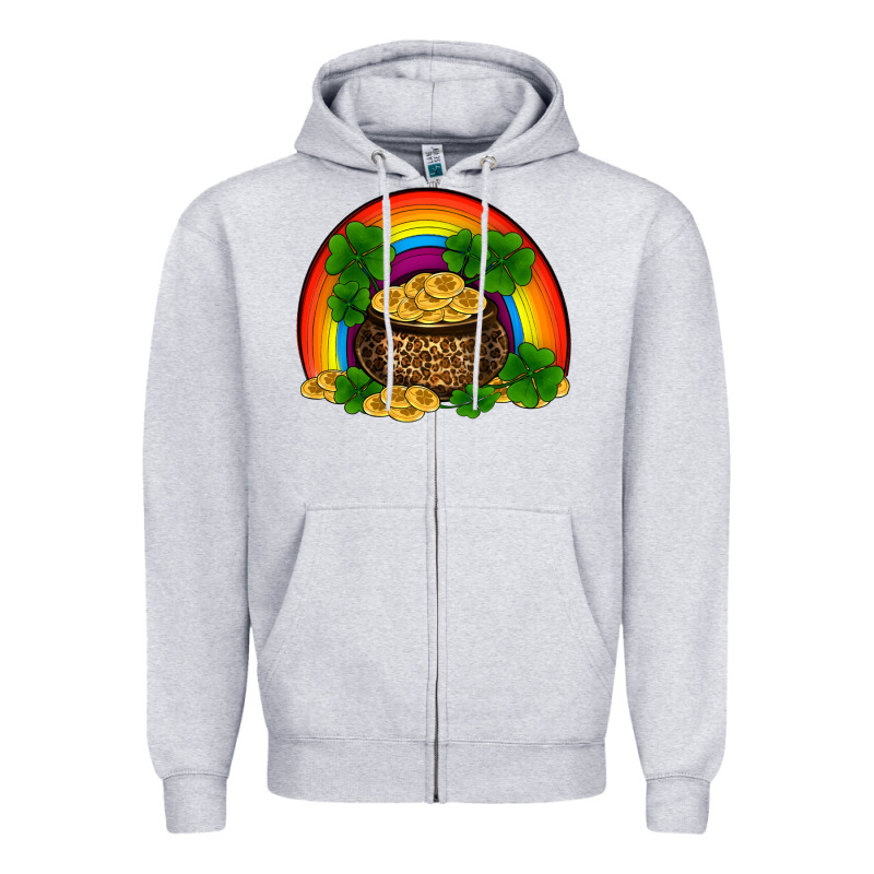 St Patricks Shamrock Gold Leopard Rainbow Zipper Hoodie by RanaPortraitStore | Teevron