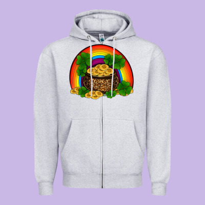 Zipper Hoodie st patricks shamrock gold leopard rainbow