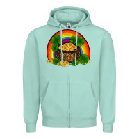 Seafoam st patricks shamrock gold leopard rainbow Zipper Hoodie - RanaPortraitStore