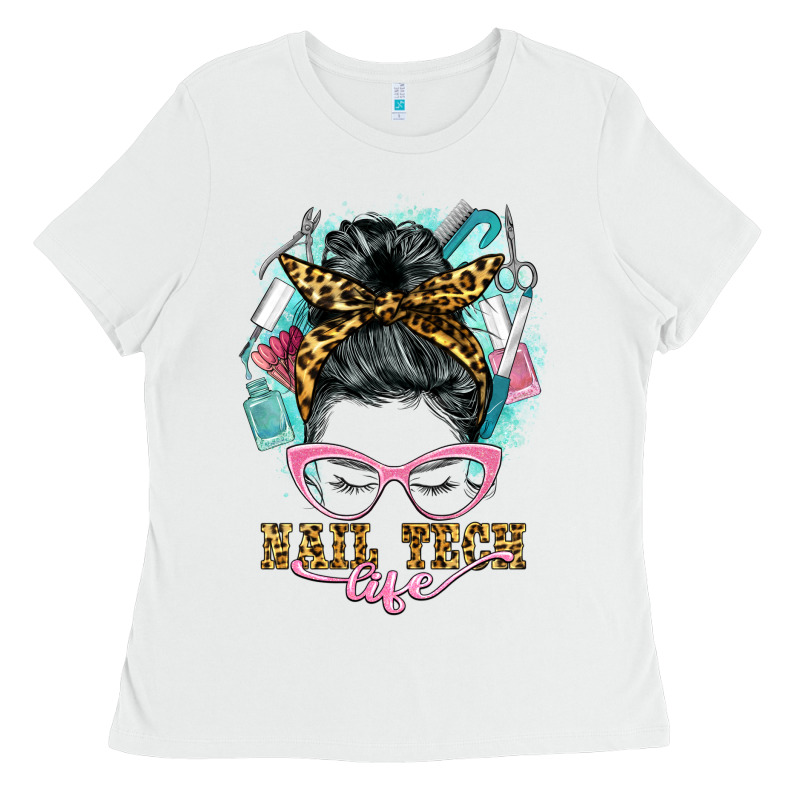 Nail Tech Life Messy Bun Ladies Tee by BarkalooDesign | Teevron