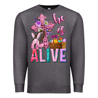 Charcoal Heather he is alive easter Premium Sweatshirt - Neo Western