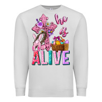 Dove Grey he is alive easter Premium Sweatshirt - Neo Western