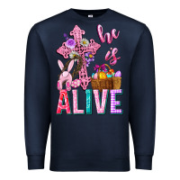 Navy he is alive easter Premium Sweatshirt - Neo Western