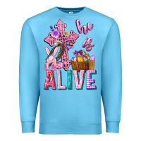 Ocean Blue he is alive easter Premium Sweatshirt - Neo Western