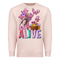 Pale Pink he is alive easter Premium Sweatshirt - Neo Western
