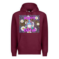 Burgundy easter happy easter gnomes bunny daisys Premium Hoodie - Artiststas