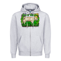 Heather Grey thick thighs lucky vibes charolais bull Zipper Hoodie - RanaPortraitStore