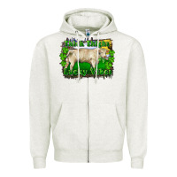 Oatmeal Heather thick thighs lucky vibes charolais bull Zipper Hoodie - RanaPortraitStore