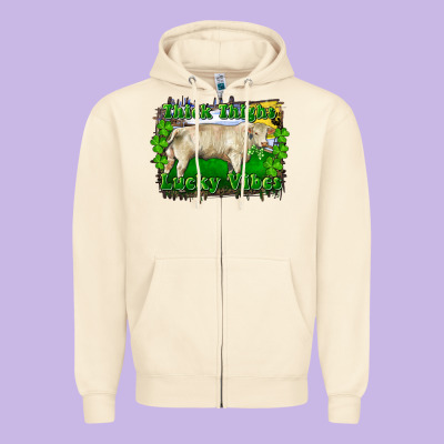 Zipper Hoodie thick thighs lucky vibes charolais bull