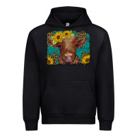 Black western leopard buffalo plaid baby highland cow Urban Hoodie - BarkalooDesign