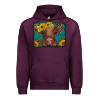Mauve Wine western leopard buffalo plaid baby highland cow Urban Hoodie - BarkalooDesign