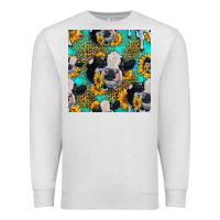 Oatmeal Heather holstein cow seamless pattern Premium Sweatshirt - HRA Design Shop