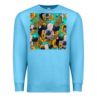 Ocean Blue holstein cow seamless pattern Premium Sweatshirt - HRA Design Shop