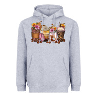 Heather Grey leopard rose glitter flowers coffee cups Heavyweight Hoodie - Zillion Design Studio