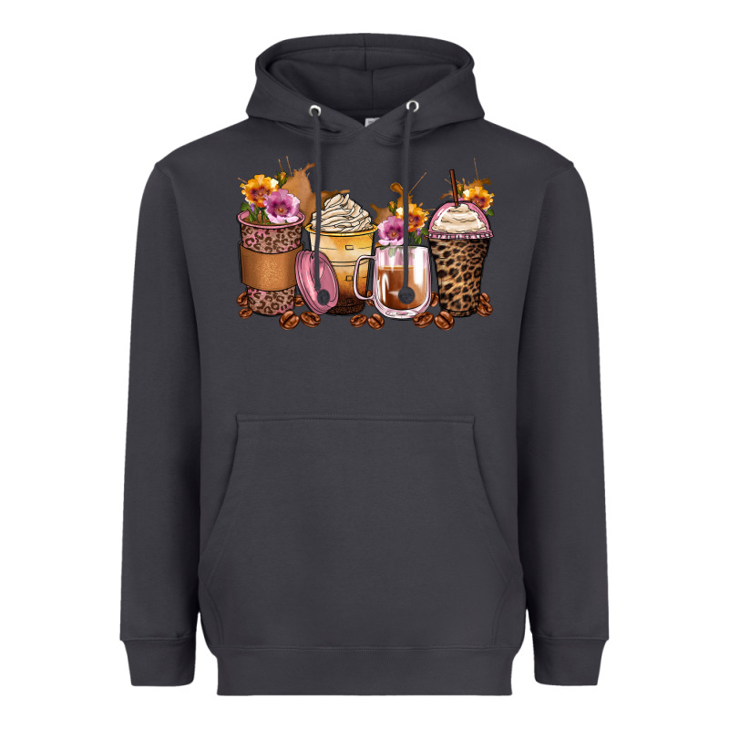 Leopard Rose Glitter Flowers Coffee Cups Heavyweight Hoodie by Zillion Design Studio | Teevron