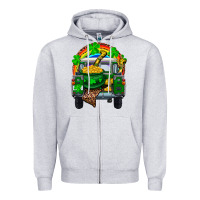 Heather Grey st patricks day truck with pot of gold horseshoe a Zipper Hoodie - RanaPortraitStore
