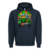 Navy st patricks day truck with pot of gold horseshoe a Zipper Hoodie - RanaPortraitStore