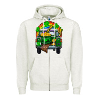 Oatmeal Heather st patricks day truck with pot of gold horseshoe a Zipper Hoodie - RanaPortraitStore