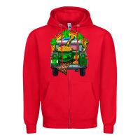Red st patricks day truck with pot of gold horseshoe a Zipper Hoodie - RanaPortraitStore
