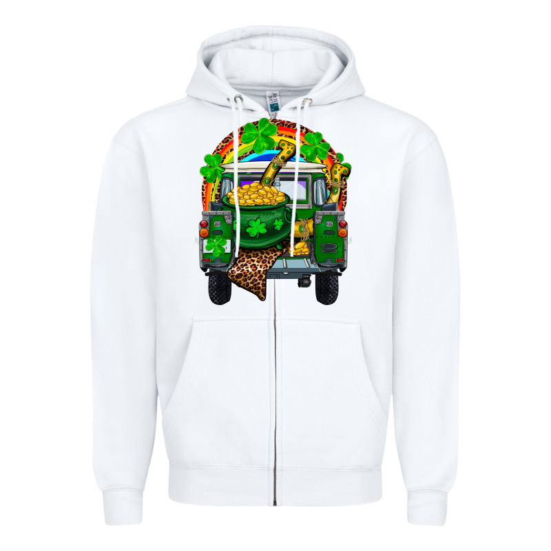 St Patricks Day Truck With Pot Of Gold Horseshoe A Zipper Hoodie by RanaPortraitStore | Teevron