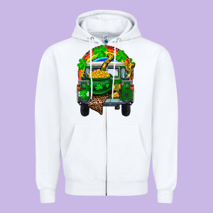 St Patricks Day Truck With Pot Of Gold Horseshoe A Zipper Hoodie Designed By Ranaportraitstore