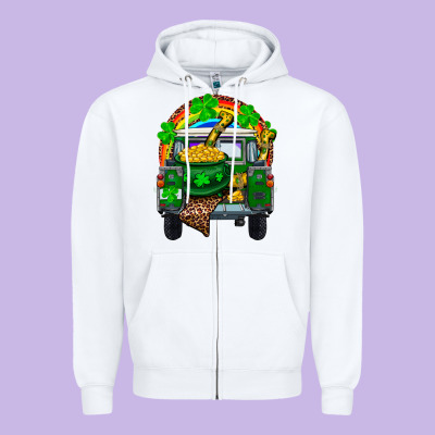 Zipper Hoodie st patricks day truck with pot of gold horseshoe a
