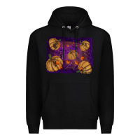 Black halloween leaves tool leather backround Premium Hoodie - RanaPortraitStore