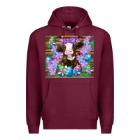 Burgundy easter cow eggs flowers daisys Premium Hoodie - Artiststas