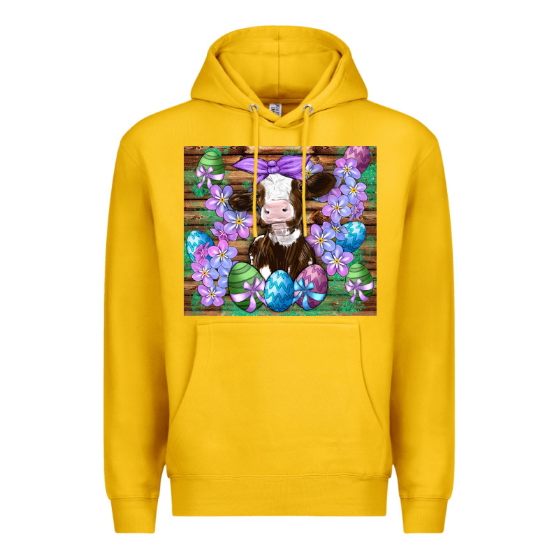 Easter Cow Eggs Flowers Daisys Premium Hoodie by Artiststas | Teevron