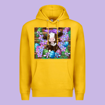 Easter Cow Eggs Flowers Daisys Premium Hoodie Designed By Artiststas