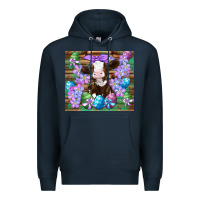 Navy easter cow eggs flowers daisys Premium Hoodie - Artiststas