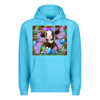 Ocean Blue easter cow eggs flowers daisys Premium Hoodie - Artiststas