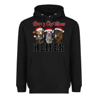 Black merry christmas heifer Heavyweight Hoodie - RanaPortraitStore