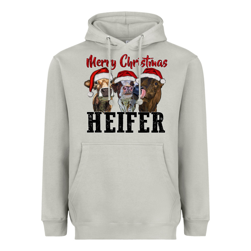 Merry Christmas Heifer Heavyweight Hoodie by RanaPortraitStore | Teevron