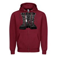 Burgundy soldier boots Zipper Hoodie - RanaPortraitStore