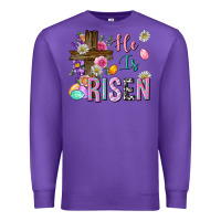 Purple he is risen easter Premium Sweatshirt - Neo Western