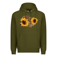 Army Green sunflower leopard patch Premium Hoodie - AdoDesignShop